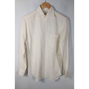 The Anthology Men's Small Beige Knit Woven Long Sleeve Button Down Shirt